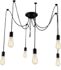 Lampa sufitowa wisząca żyrandol pająk 6x loft E27 czarna retro plafon Lampa sufitowa wisząca żyrandol pająk 6x loft E27 czarna retro plafon