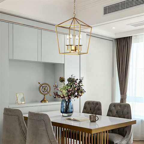 Lampa sufitowa żyrandol 4x żarówka LED klatka geometryczna wisząca 6000K Lampa sufitowa żyrandol 4x żarówka LED klatka geometryczna wisząca 6000K