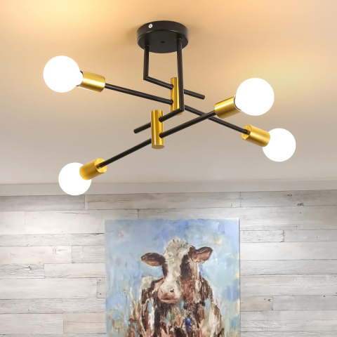Lampa sufitowa czarny żyrandol złoty do kuchni salonu E26 nowoczesna Lampa sufitowa czarny żyrandol złoty do kuchni salonu E26 nowoczesna