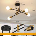 Lampa sufitowa czarny żyrandol złoty do kuchni salonu E26 nowoczesna Lampa sufitowa czarny żyrandol złoty do kuchni salonu E26 nowoczesna