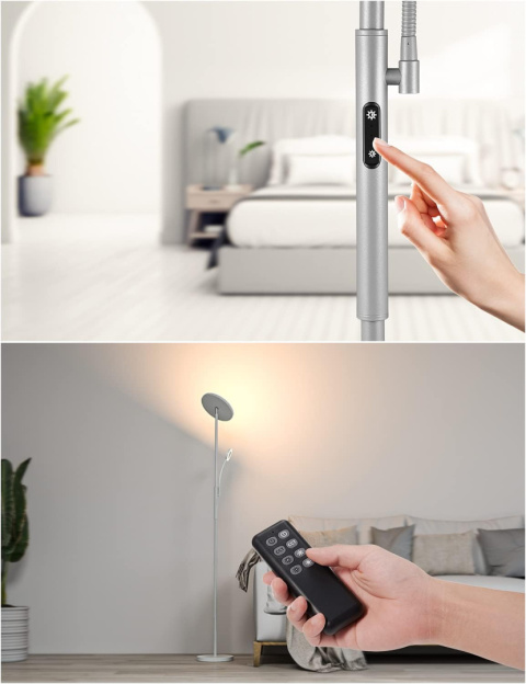 Lampa do salonu podłogowa stojąca nocna do czytania 2w1 pilot ściemnialna Lampa do salonu podłogowa stojąca nocna do czytania 2w1 pilot ściemnialna