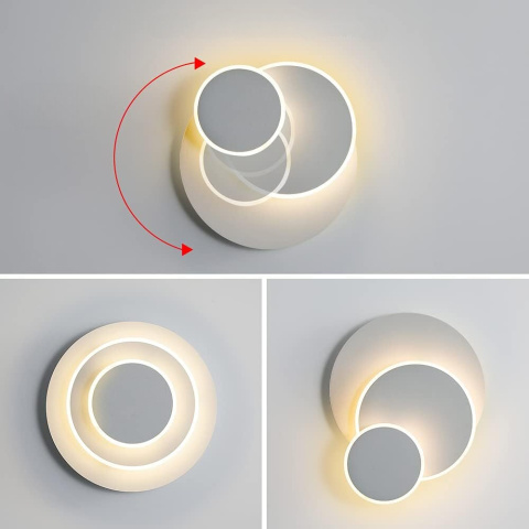 OBRACANA LAMPA SCIENNA LED BIAŁA NOWOCZESNA 350° DO SALONU OBRACANA LAMPA SCIENNA LED BIAŁA NOWOCZESNA 350° DO SALONU
