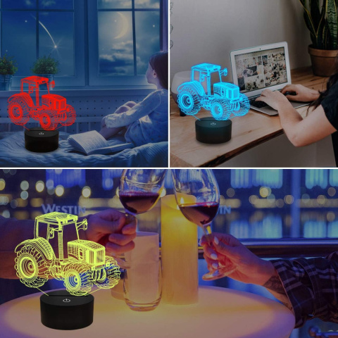 Lampka Nocna LIGHTZZ Traktor Farma Ciągnik Statuetka 3D Led Pilot Lampka Nocna LIGHTZZ Traktor Farma Ciągnik Statuetka 3D Led Pilot