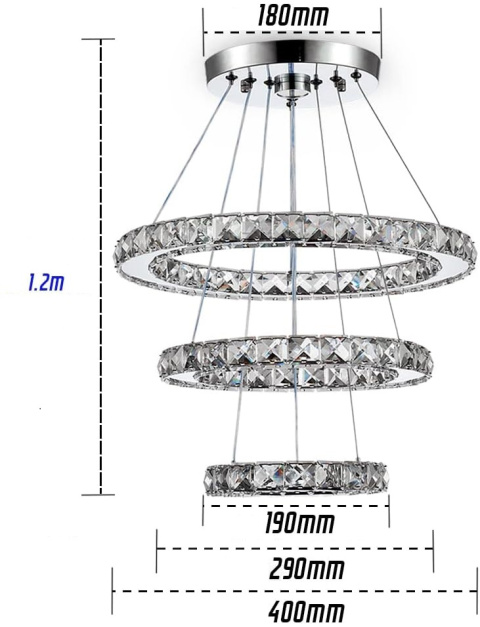 Lampa wisząca żyrandol LED ring 19/29/40cm kryształowa koła 50W biały zimny Lampa wisząca żyrandol LED ring 19/29/40cm kryształowa koła 50W biały zimny