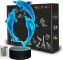 Lampka nocna LED 3D dla dzieci Delfiny statuetka z pilotem timer Lampka nocna LED 3D dla dzieci Delfiny statuetka z pilotem timer