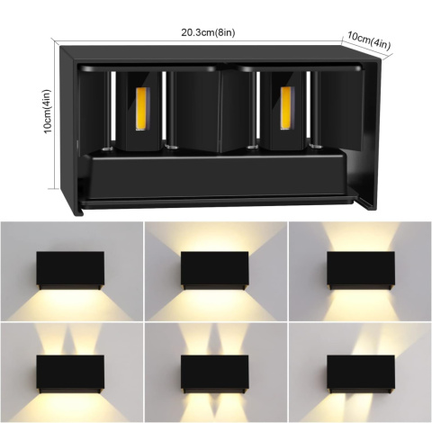 Lampa elewacyjna ścienna LED Kinkiet zewnętrzny ogrodowy GÓRA DÓŁ 1szt Lampa elewacyjna ścienna LED Kinkiet zewnętrzny ogrodowy GÓRA DÓŁ 1szt