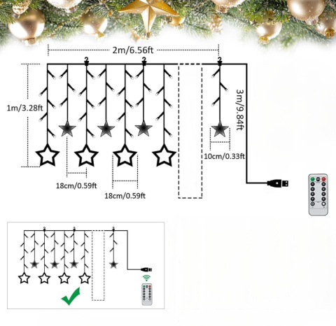 Łańcuch świetlny LED BLOOMWIN z 12 gwiazdkami IP44 pilot zimna biel Łańcuch świetlny LED BLOOMWIN z 12 gwiazdkami IP44 pilot zimna biel
