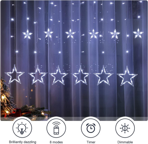 Łańcuch świetlny LED BLOOMWIN z 12 gwiazdkami IP44 pilot zimna biel Łańcuch świetlny LED BLOOMWIN z 12 gwiazdkami IP44 pilot zimna biel