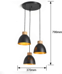 Lampa sufitowa LOFT wisząca CZARNA vintage potrójna czarna mat E27 Lampa sufitowa LOFT wisząca CZARNA vintage potrójna czarna mat E27