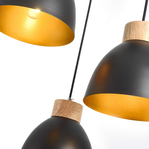 Lampa sufitowa LOFT wisząca CZARNA vintage potrójna czarna mat E27 Lampa sufitowa LOFT wisząca CZARNA vintage potrójna czarna mat E27
