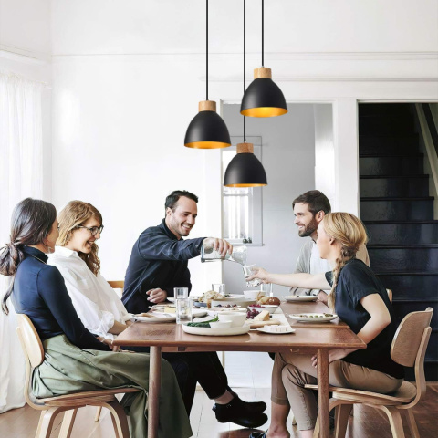 Lampa sufitowa LOFT wisząca CZARNA vintage potrójna czarna mat E27 Lampa sufitowa LOFT wisząca CZARNA vintage potrójna czarna mat E27