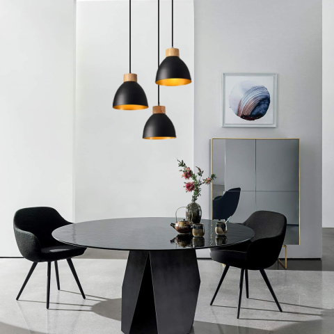 Lampa sufitowa LOFT wisząca CZARNA vintage potrójna czarna mat E27 Lampa sufitowa LOFT wisząca CZARNA vintage potrójna czarna mat E27