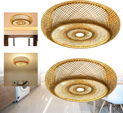 BAMBUSOWA LAMPA SUFITOWA LAMPA WISZĄCA LED 50 CM E27 RĘCZNIE TKANA BAMBUSOWA LAMPA SUFITOWA LAMPA WISZĄCA LED 50 CM E27 RĘCZNIE TKANA