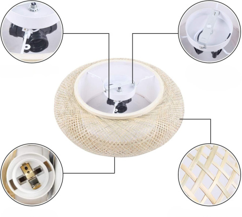 BAMBUSOWA LAMPA SUFITOWA LAMPA WISZĄCA LED 50 CM E27 RĘCZNIE TKANA BAMBUSOWA LAMPA SUFITOWA LAMPA WISZĄCA LED 50 CM E27 RĘCZNIE TKANA