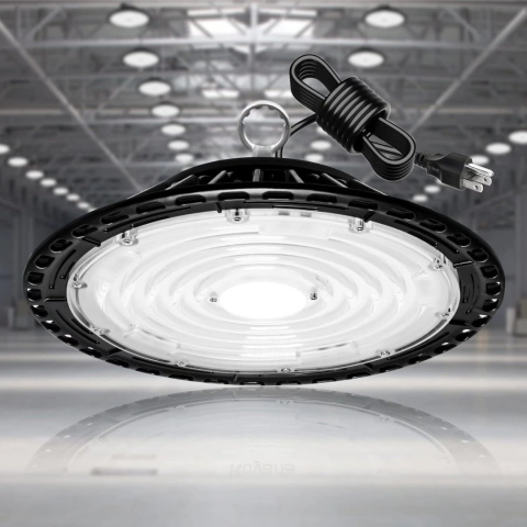 Żyrandol przemysłowy UFO LED czarna warsztatowa 200W lampa sufitowa 5000K Żyrandol przemysłowy UFO LED czarna warsztatowa 200W lampa sufitowa 5000K