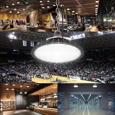 Żyrandol przemysłowy UFO LED czarna warsztatowa 200W lampa sufitowa 5000K Żyrandol przemysłowy UFO LED czarna warsztatowa 200W lampa sufitowa 5000K