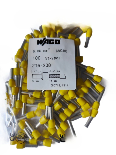 Tulejka kablowa maskownica Wago 100szt. 6mm WAGO 216-208 tulejka przewodowa Tulejka kablowa maskownica Wago 100szt. 6mm WAGO 216-208 tulejka przewodowa