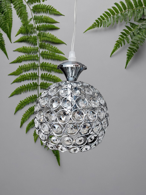 lampa wiszaca zwisająca żyrandol z kryształkami srebrny lampa wiszaca zwisająca żyrandol z kryształkami srebrny