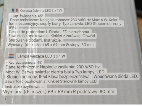 Lampa LED ścienna 6W 230V IP54 Alumium kinkiet Lampa LED ścienna 6W 230V IP54 Alumium kinkiet