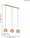 Lampa wisząca Eglo ROCAMAR 3 -punkty światła E27 ROCAMAR 94591 Lampa wisząca Eglo ROCAMAR 3 -punkty światła E27 ROCAMAR 94591