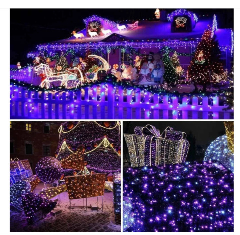 Lampki choinkowe 200LED lila zewnętrzne wewnętrzne świąteczne 8 trybów Lampki choinkowe 200LED lila zewnętrzne wewnętrzne świąteczne 8 trybów