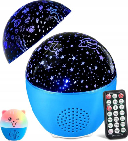 led music projektor lampka nocna z głośnikiem bluetooth pilot