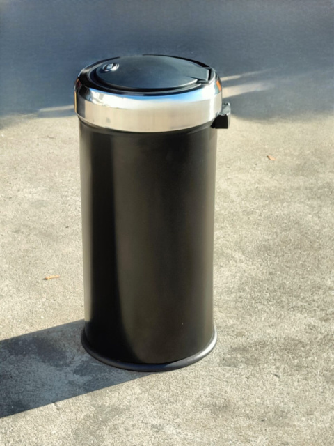ŚMIETNIK METALOWY CZARNY SREBRNY KOSZ z wiadrem 30 L push ŚMIETNIK METALOWY CZARNY SREBRNY KOSZ z wiadrem 30 L push
