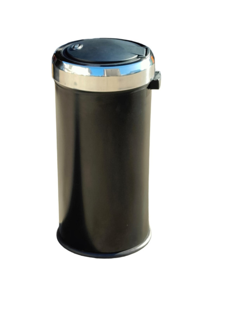 ŚMIETNIK METALOWY CZARNY SREBRNY KOSZ z wiadrem 30 L push ŚMIETNIK METALOWY CZARNY SREBRNY KOSZ z wiadrem 30 L push