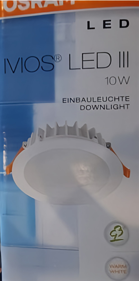 Lampa LED IVIOS do zabudowy OSRAM 10W 600lm 3000K Lampa LED IVIOS do zabudowy OSRAM 10W 600lm 3000K