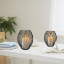 3 sztuki duży stojak wazon kwietnik świecznik lampion owalny metalowy