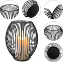 3 sztuki duży stojak wazon kwietnik świecznik lampion owalny metalowy