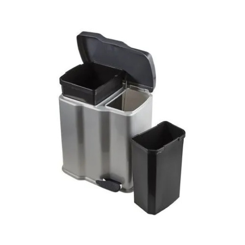 Kosz na śmieci sorter śmietnik Gumar z pedałem 7+15 L jasnosrebrny KEEEPER Kosz na śmieci sorter śmietnik Gumar z pedałem 7+15 L jasnosrebrny KEEEPER