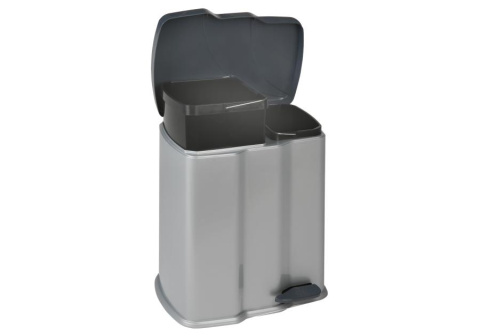 Kosz na śmieci sorter śmietnik Gumar z pedałem 7+15 L jasnosrebrny KEEEPER Kosz na śmieci sorter śmietnik Gumar z pedałem 7+15 L jasnosrebrny KEEEPER