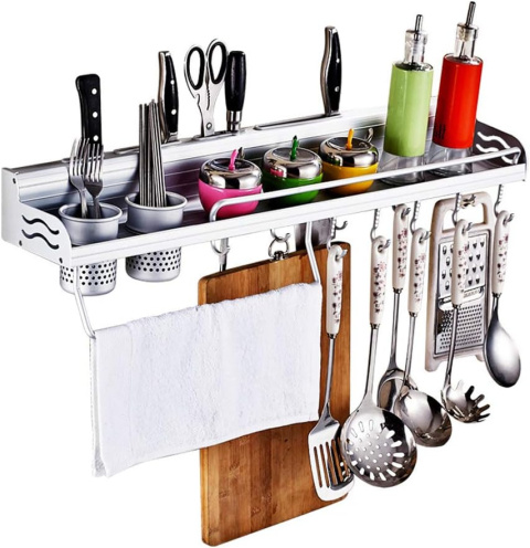 Połka kuchenna organizer wieszak regał ścienny magazynowy wielofunkcyjny aluminium Połka kuchenna organizer wieszak regał ścienny magazynowy wielofunkcyjny aluminium