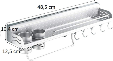 Połka kuchenna organizer wieszak regał ścienny magazynowy wielofunkcyjny aluminium Połka kuchenna organizer wieszak regał ścienny magazynowy wielofunkcyjny aluminium