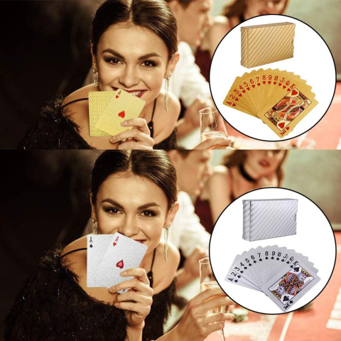 poker karty do gry złote srebrne 110 kart 2 talie gra karciana pvc poker karty do gry złote srebrne 110 kart 2 talie gra karciana pvc