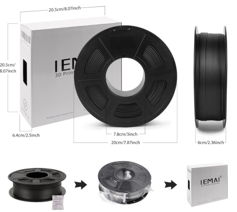 IEMAI Filament PLA z włókno węglowe 1,75 mm do drukarka 3D 1 KG IEMAI Filament PLA z włókno węglowe 1,75 mm do drukarka 3D 1 KG