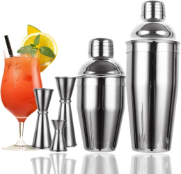 Zestaw BARMAŃSKI do koktajli drinków STAL 5 szt shaker 350 ml 750 ml 3x jigger