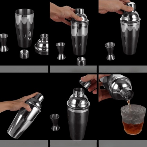 Zestaw BARMAŃSKI do koktajli drinków STAL 5 szt shaker 350 ml 750 ml 3x jigger Zestaw BARMAŃSKI do koktajli drinków STAL 5 szt shaker 350 ml 750 ml 3x jigger