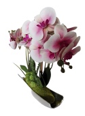 Phalaenopsis kwiat w srebrnej doniczce orchidea sztuczna dekoracja