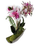 Phalaenopsis kwiat w srebrnej doniczce orchidea sztuczna dekoracja