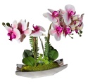 Phalaenopsis kwiat w srebrnej doniczce orchidea sztuczna dekoracja