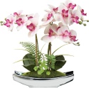 Phalaenopsis kwiat w srebrnej doniczce orchidea sztuczna dekoracja