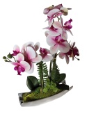 Phalaenopsis kwiat w srebrnej doniczce orchidea sztuczna dekoracja