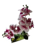 Phalaenopsis kwiat w srebrnej doniczce orchidea sztuczna dekoracja