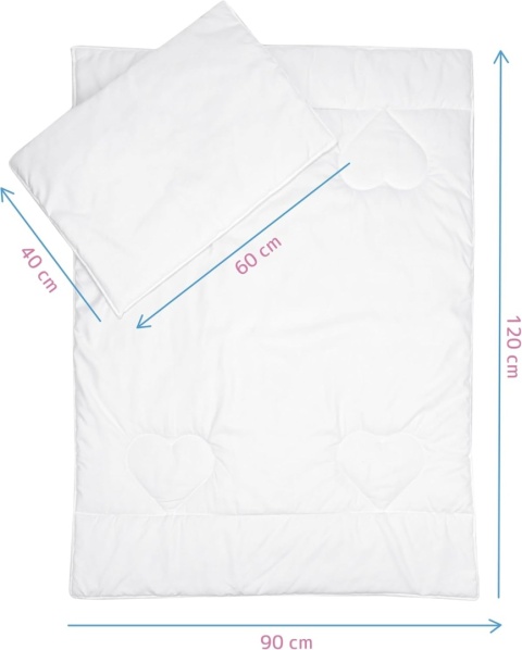 Komplet kołdra i poduszka Baby Comfort 120x90 łóżeczka dziecięcego serca Komplet kołdra i poduszka Baby Comfort 120x90 łóżeczka dziecięcego serca