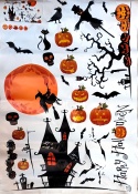 Naklejki ścienne meble 90x60 cm Halloween 36 szt czarownica dynia