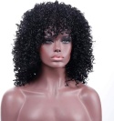 Puszyste Faliste kręcone Brazylijskie Włosy Peruka z Grzywką Czarny Afro Puszyste Faliste kręcone Brazylijskie Włosy Peruka z Grzywką Czarny Afro