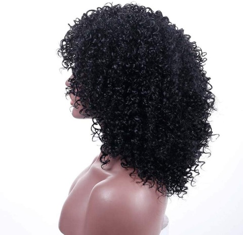 Puszyste Faliste kręcone Brazylijskie Włosy Peruka z Grzywką Czarny Afro Puszyste Faliste kręcone Brazylijskie Włosy Peruka z Grzywką Czarny Afro