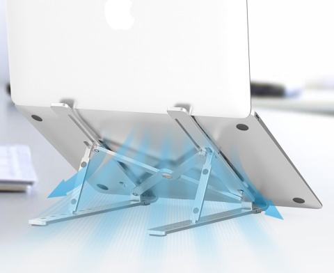KOMPAKTOWA przenośna składana podstawka pod laptopa 6 poziomów uchwyt aluminium KOMPAKTOWA przenośna składana podstawka pod laptopa 6 poziomów uchwyt aluminium